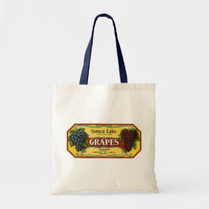 Kunst van oud fruitkistlabel, Seneca Lake-druiven Tote Bag