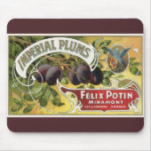 Kunst van oud fruitkratlabel, Imperial Pruimen Muismat (Voorkant)