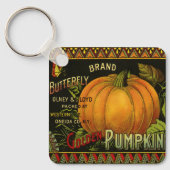 Kunst van oude bliklabels, Vlinderpompoen Groente Sleutelhanger (Voorkant)