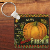 Kunst van oude bliklabels, Vlinderpompoen Groente Sleutelhanger (Voorkant)