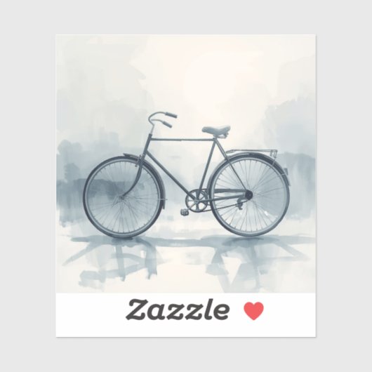 Kunst van oude fietsen in wit en blauw sticker (Vel)