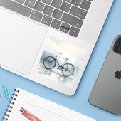 Kunst van oude fietsen in wit en blauw sticker (Laptop met iPhone)