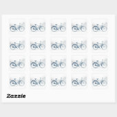 Kunst van oude fietsen in wit en blauw vierkante sticker (Vel)