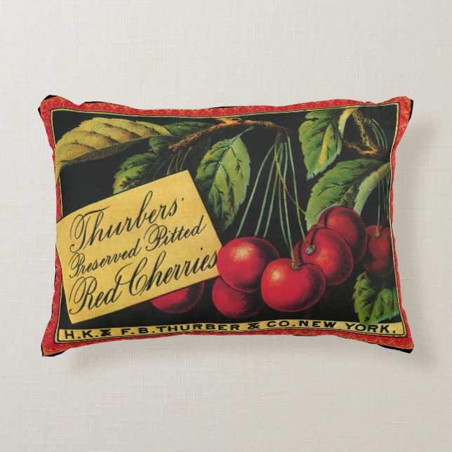 Kunst van oude fruitkistlabels, Thurber-kersen Accent Kussen (Voorkant)
