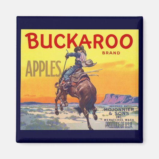 Kunst van oude fruitkratlabel, Buckaroo Appels Magneet (Voorkant)