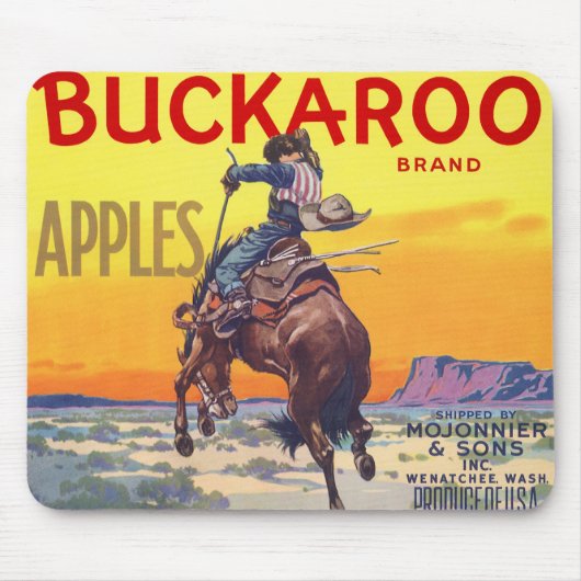 Kunst van oude fruitkratlabel, Buckaroo Appels Muismat (Voorkant)