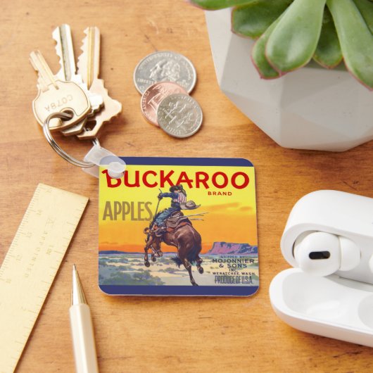 Kunst van oude fruitkratlabel, Buckaroo Appels Sleutelhanger (Bureau)