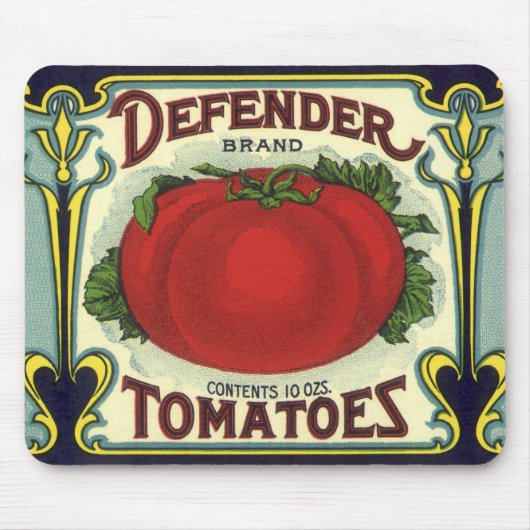 Kunst van oude fruitkratlabel, Defender Tomaten Muismat (Voorkant)