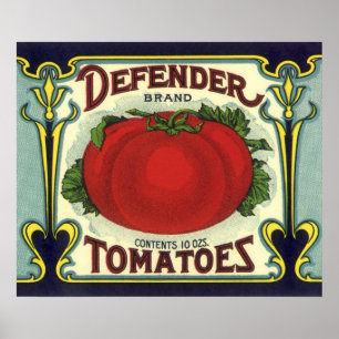 Kunst van oude fruitkratlabel, Defender Tomaten Poster