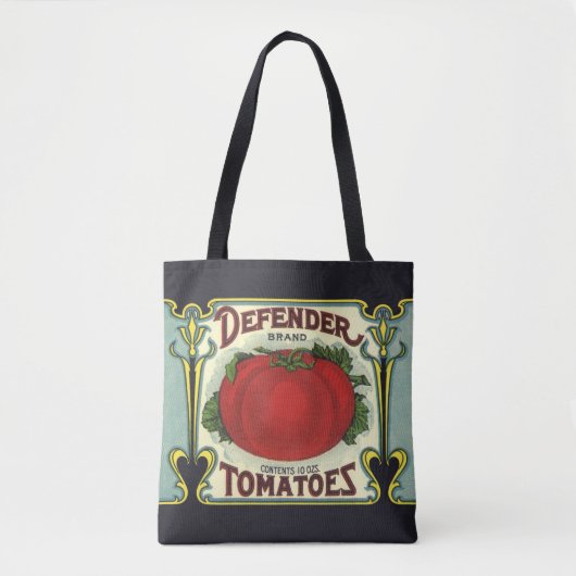 Kunst van oude fruitkratlabel, Defender Tomaten Tote Bag (Voorkant)