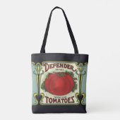 Kunst van oude fruitkratlabel, Defender Tomaten Tote Bag (Achterkant)
