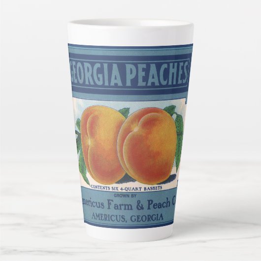Kunst van oude fruitkratlabel, Georgia Perziken Latte Mok (Voorkant)