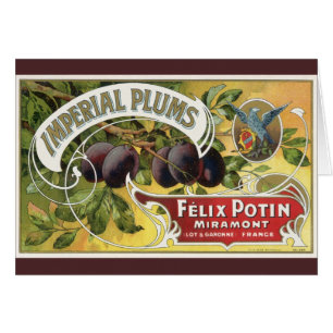 Kunst van oude fruitkratlabel, Imperial pruimen