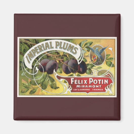 Kunst van oude fruitkratlabel, Imperial Pruimen Magneet (Voorkant)