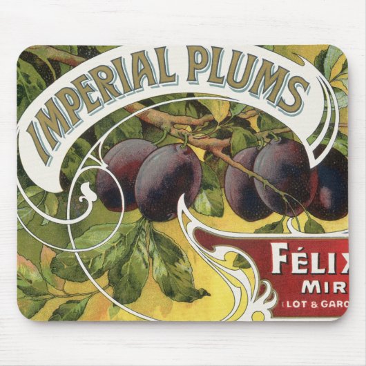 Kunst van oude fruitkratlabel, Imperial Pruimen Muismat (Voorkant)