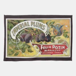 Kunst van oude fruitkratlabel, Imperial Pruimen Theedoek