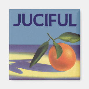Kunst van oude fruitkratlabel, Juciful Sinaasappel Magneet