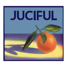Kunst van oude fruitkratlabel, Juciful Sinaasappel