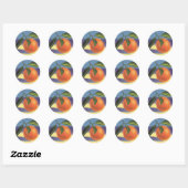Kunst van oude fruitkratlabel, Juciful Sinaasappel Ronde Sticker (Vel)