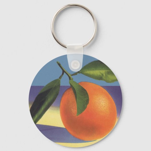 Kunst van oude fruitkratlabel, Juciful Sinaasappel Sleutelhanger (Voorkant)