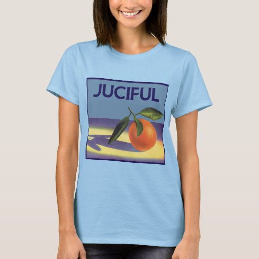 Kunst van oude fruitkratlabel, Juciful Sinaasappel T-shirt (Voorkant)