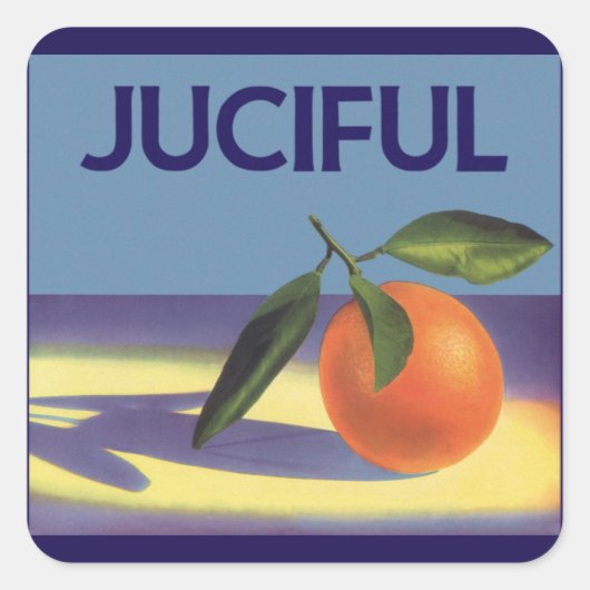 Kunst van oude fruitkratlabel, Juciful Sinaasappel Vierkante Sticker (Voorkant)