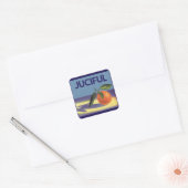 Kunst van oude fruitkratlabel, Juciful Sinaasappel Vierkante Sticker (Envelop)