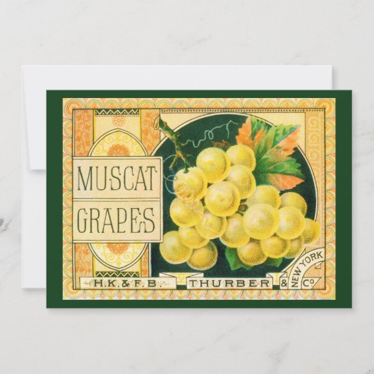 Kunst van oude fruitkratlabel, Muskaatdruiven (Voorkant)