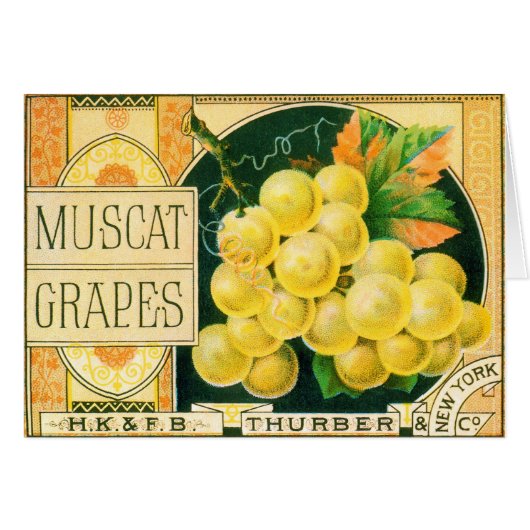 Kunst van oude fruitkratlabel, muskaatdruiven (Voorkant Horizontaal)