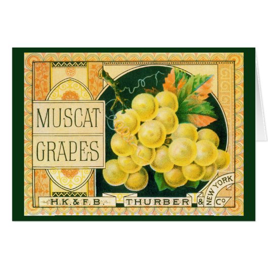 Kunst van oude fruitkratlabel, Muskaatdruiven (Voorkant Horizontaal)