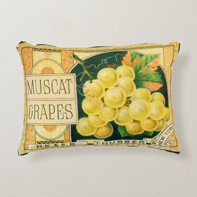 Kunst van oude fruitkratlabel, Muskaatdruiven Accent Kussen (Voorkant)