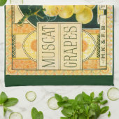Kunst van oude fruitkratlabel, Muskaatdruiven Theedoek (Gevouwen)