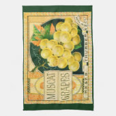 Kunst van oude fruitkratlabel, Muskaatdruiven Theedoek (Verticaal)