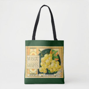 Kunst van oude fruitkratlabel, Muskaatdruiven Tote Bag