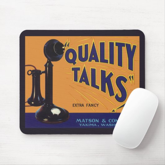 Kunst van oude fruitkratlabel, ouderwetse telefoon muismat (Met muis)