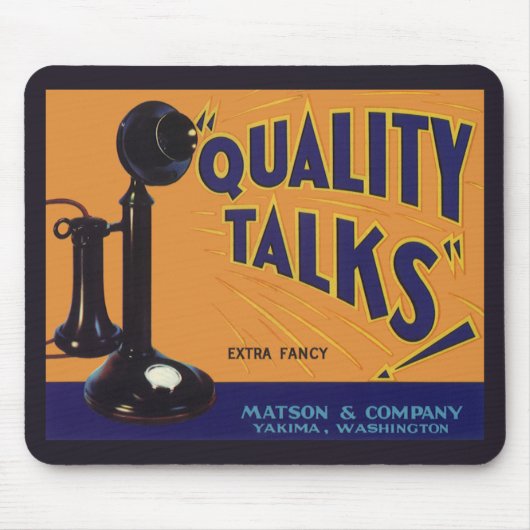 Kunst van oude fruitkratlabel, ouderwetse telefoon muismat (Voorkant)