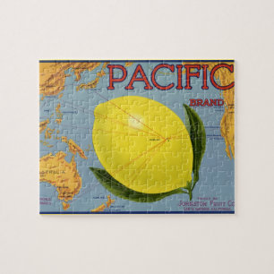 Kunst van oude fruitkratlabel Pacific Citroen Citr Legpuzzel