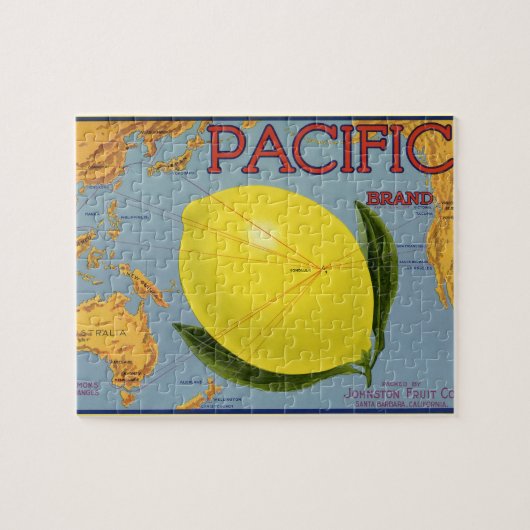 Kunst van oude fruitkratlabel Pacific Citroen Citr Legpuzzel (Horizontaal)