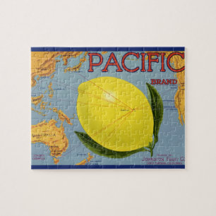 Kunst van oude fruitkratlabel Pacific Citroen Citr Legpuzzel
