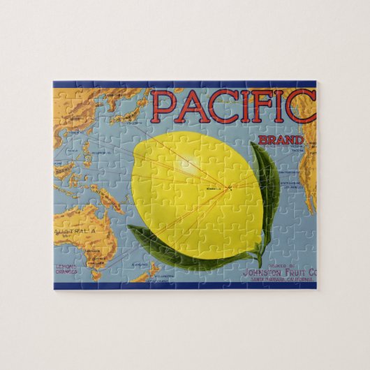 Kunst van oude fruitkratlabel Pacific Citroen Citr Legpuzzel (Horizontaal)