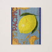Kunst van oude fruitkratlabel Pacific Citroen Citr Legpuzzel (Verticaal)
