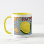 Kunst van oude fruitkratlabel Pacific Citroen Citr Mok (Links)
