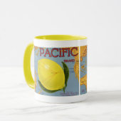 Kunst van oude fruitkratlabel Pacific Citroen Citr Mok (Voorkant links)