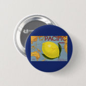 Kunst van oude fruitkratlabel Pacific Citroen Citr Ronde Button 5,7 Cm (Voorkant /achterkant)