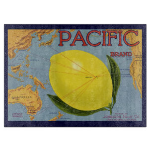 Kunst van oude fruitkratlabel Pacific Citroen Citr Snijplank