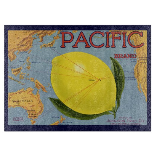 Kunst van oude fruitkratlabel Pacific Citroen Citr Snijplank (Voorkant)