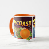 Kunst van oude fruitkratlabel, Pacoast Sinaasappel Mok (Voorkant links)
