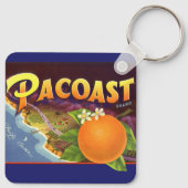 Kunst van oude fruitkratlabel, Pacoast Sinaasappel Sleutelhanger (Achterkant)