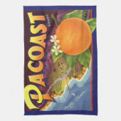 Kunst van oude fruitkratlabel, Pacoast Sinaasappel Theedoek (Verticaal)
