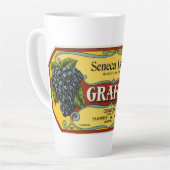 Kunst van oude fruitkratlabel, Seneca Lake Druiven Latte Mok (Linkerhoek)